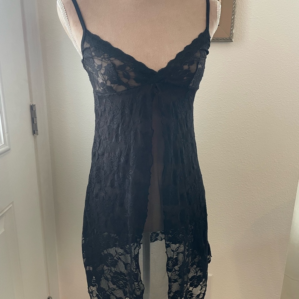 Isadora Black Lace Nightgown, Large